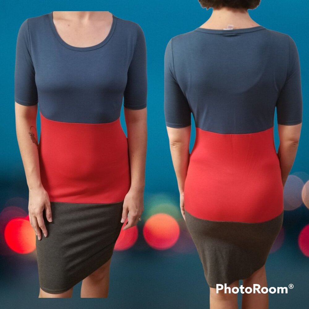 LLR Julia Pencil Dress + S + Color Block